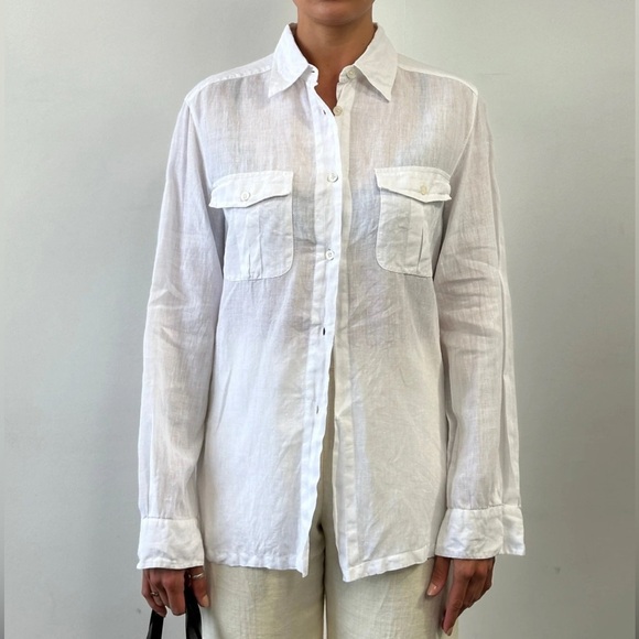 MaxMara Ivory Button-Down Linen Shirt - Picture 9 of 9